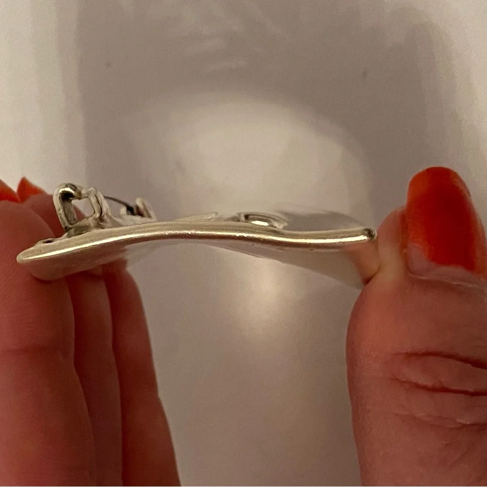 BAT AMI BROOCH PIN 925 STERLING SILVER VINTAGE MODERNIST ABSTRACT ISRAEL SIGNED